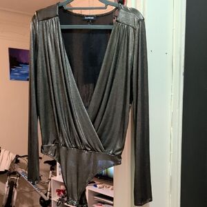 Express Shiny Black Bodysuit